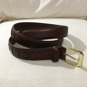 Vintage Whip Stitch Brown Braided Leather Belt